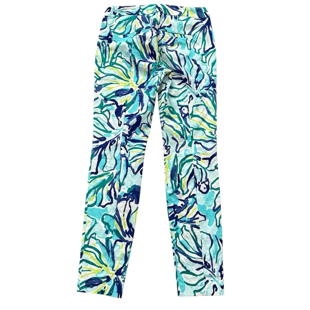 Lilly Pulitzer Kelly Skinny Ankle Pants Pool Blue Stay Cool Size 0
